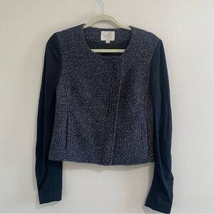 Ann Taylor Loft Mixed Material Zip Up Jacket Size 6